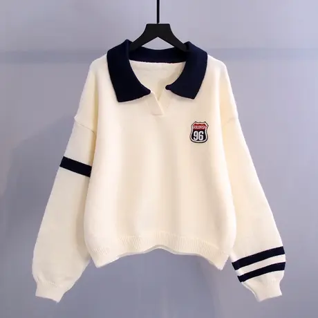 日系毛衣女宽松外穿2023新款秋冬慵懒风学生百搭短款套头针织上衣图片