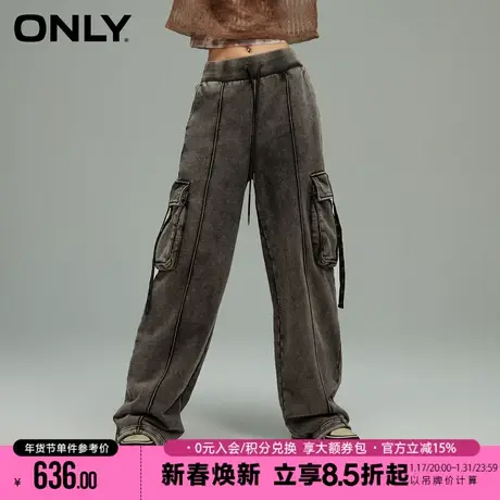 ONLY2024春季新款时尚百搭高腰显瘦工装直筒休闲裤女|12411D001商品大图