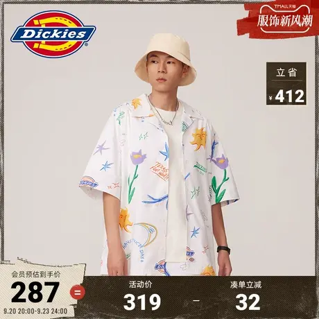 Dickies商场同款23新品春夏新款 满身印花 宽松工装短袖衬衫图片