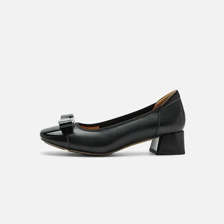 Nine West/玖熙2025春季新款中跟单鞋女圆头浅口一脚蹬通勤高跟鞋图片