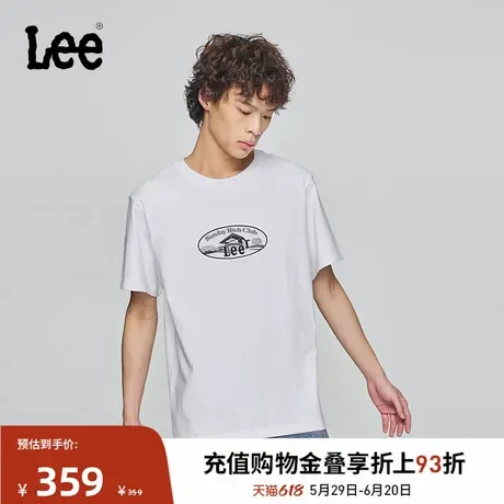 Lee商场同款25春夏新品舒适版圆领Logo印花图案设计男短袖T恤潮流商品大图