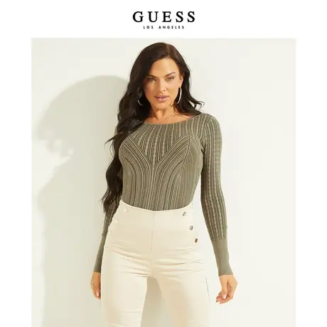 GUESS23新款秋女士美拉德圆领打底内搭毛衣针织衫-W2BR60Z30I2图片