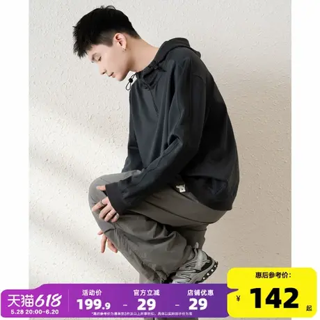 唐狮2025春新款男士卫衣连帽抽绳拉链宽松套头外套港风休闲上衣图片
