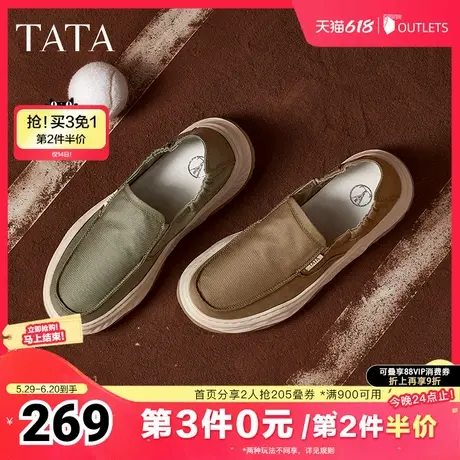 TATA他她一脚蹬软底布鞋男鞋休闲舒适爸爸鞋2025夏季新款VLT01AM5商品大图