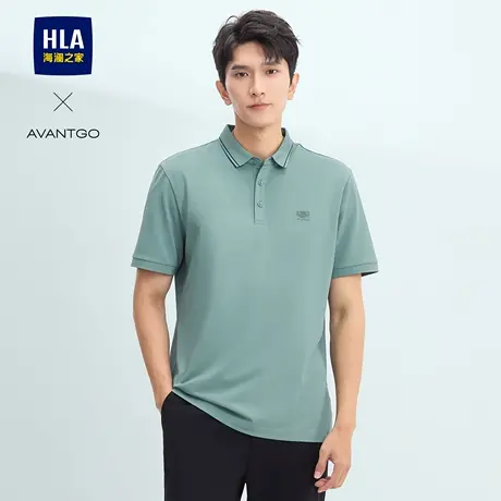 【礼盒装】HLA/海澜之家爸爸商务短袖POLO25夏季新含桑蚕丝上衣男图片