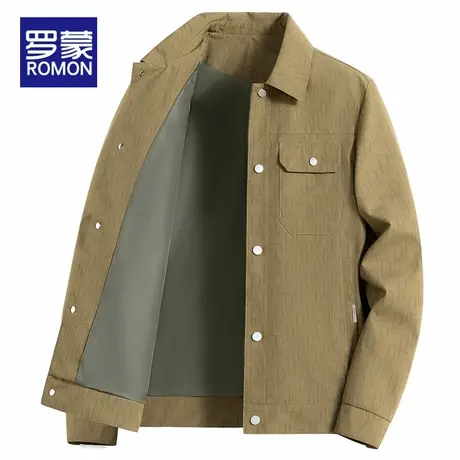 罗蒙夹克外套男春秋季翻领衣服2025新款潮流百搭工装男士休闲上衣图片