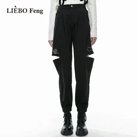 裂帛LIEBOFeng商场同款2023高腰不对称开口宽松工装裤休闲长裤女图片
