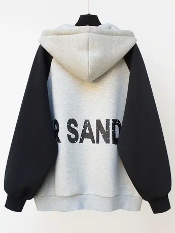 加绒开衫卫衣2022秋季韩版新款宽松中长款秋冬加厚连帽外套上衣女商品大图