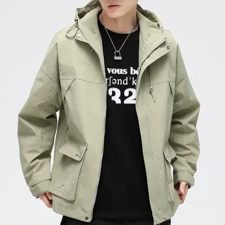 男士工装户外三防冲锋衣男防风防水户外连帽夹克外套春秋2023新款商品大图