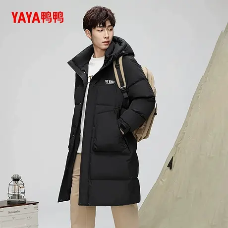 鸭鸭羽绒服男士2024秋冬季新品过膝中长款连帽百搭休闲加厚外套J商品大图