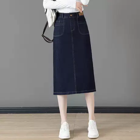 牛仔半身裙包臀裙女秋季2025新款高腰显瘦中长款后开叉休闲一步裙商品大图
