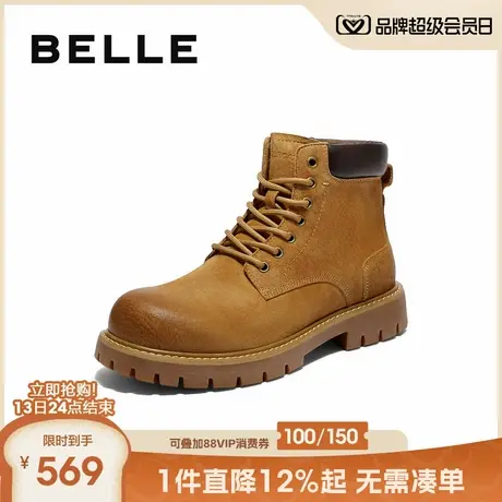 百丽户外潮搭工装靴男25新冬商场同款厚底休闲马丁靴加绒8WH01DD5商品大图