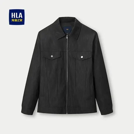 HLA/海澜之家时尚老钱风夹克25秋季新款翻领休闲纯色PU皮外套男士图片