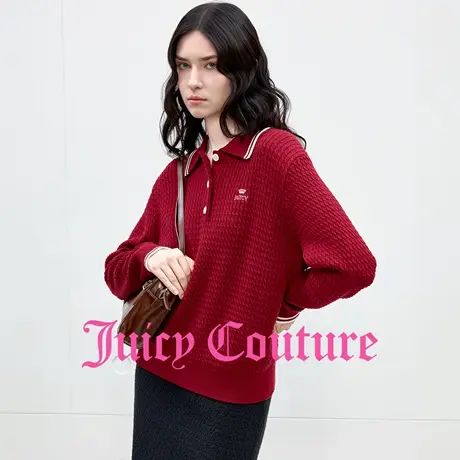 Juicy Couture橘滋针织衫女2025年秋季新款学院刺绣Polo翻领上衣图片