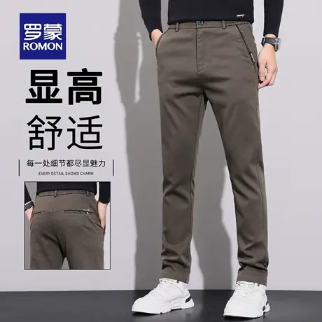 罗蒙秋季男士休闲裤2025新款修身直筒裤商务百搭弹力长裤子男N1Z商品大图