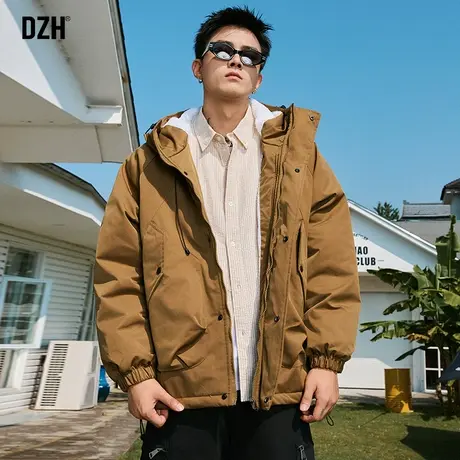 男士棕色羊羔毛外套男冬棉服男款户外冲锋衣美式加厚棉衣2023新款商品大图