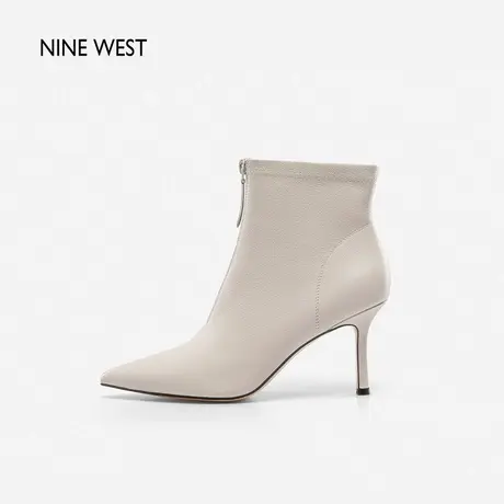 Nine West/玖熙短靴女高跟秋冬新款细跟前拉链复古简约靴子时装靴图片