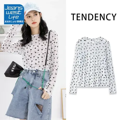 真维斯LIFE网纱打底衫女2023夏季防晒韩系高级感漂亮减龄长袖内搭商品大图