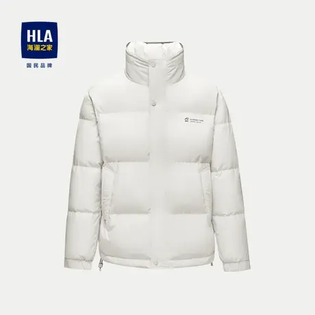 HLA/海澜之家保暖鸭绒羽绒服男2023秋冬新款不规则肌理印花外套男商品大图