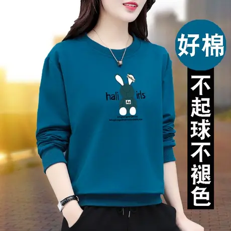 卫衣女春秋薄款2023年新款爆款圆领短款大码时尚妈妈春季中年妈妈商品大图