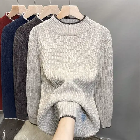 2023秋冬新款半高领毛衣女套头加厚保暖宽松外穿长袖内搭打底衫女商品大图