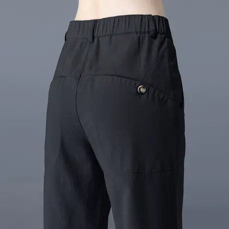 黑色休闲裤女春秋裤子2024新款妈妈女裤高腰小个子九分萝卜哈伦裤商品大图