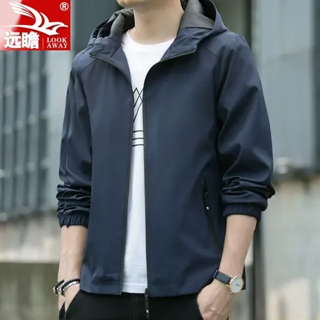 外套男士2023新款春秋季连帽夹克潮牌宽松百搭工装休闲上衣服男款商品大图