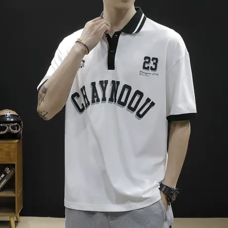 高端polo衫男短袖t恤夏季胖子大码翻领男士重磅半袖上衣潮牌纯棉商品大图