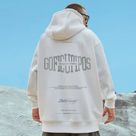 2025秋冬新款加绒卫衣男士潮ins连帽美式潮牌宽松加肥加大码外套图片