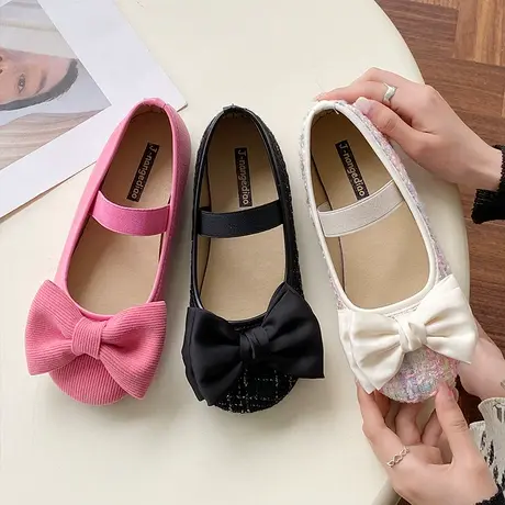 时尚爆款玫红色单鞋子女夏天2024年春秋季新款蝴蝶结软底玛丽珍鞋商品大图