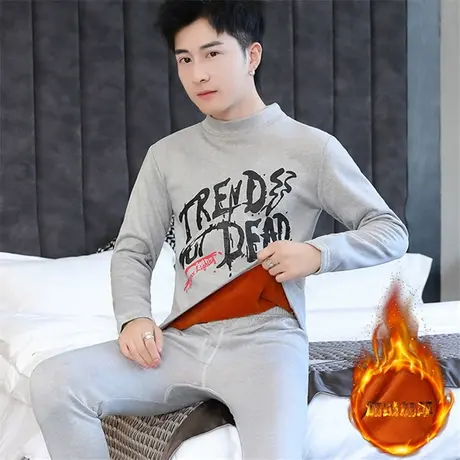 男士保暖内衣套装韩版潮流青少年学生半高领冬季加绒加厚秋衣秋裤图片