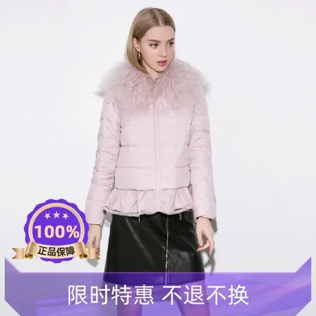 ya季候风毛领荷叶边白鸭绒轻薄羽绒服女短款外套8824714时尚商品大图