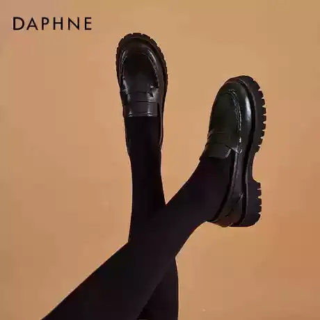 达芙妮英伦风小皮鞋女日系jk制服鞋厚底松糕鞋乐福鞋女秋黑色单鞋图片