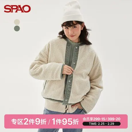 SPAO 女士外套春季新款灯芯绒两面穿仿羊羔绒外套SPJAB4TG11商品大图