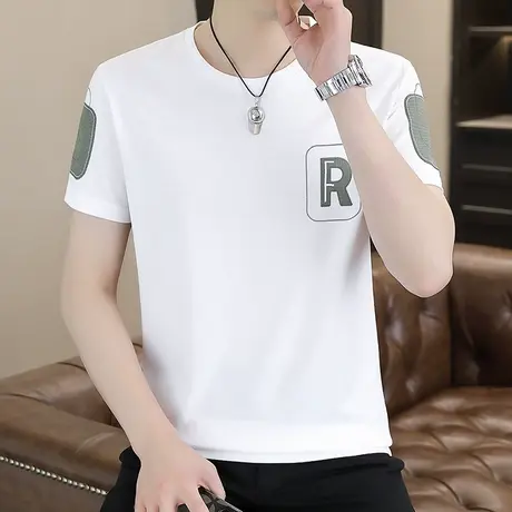 2023新款夏季男士短袖t恤潮流宽松半袖男装上衣服加肥加大码体恤商品大图