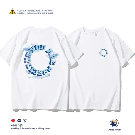 2023夏季新款t恤男短袖港风潮牌ins宽松休闲潮流纯棉百搭半袖上衣图片