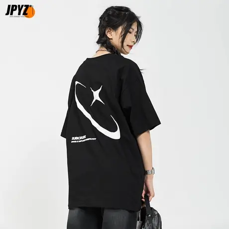 短袖T恤圆领 夏季潮流打底衫男星空印花纯棉休闲宽松男女装情侣商品大图