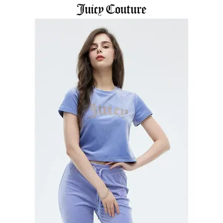 Juicy Couture橘滋T恤女春季新款美式运动休闲烫钻天鹅绒半袖上衣图片