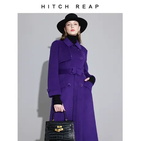 希区瑞普高端法式时尚风衣款羊毛呢大衣2023秋冬新款通勤收腰气质商品大图