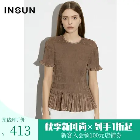 [褶皱艺术]恩裳COVER2023年夏款新款复古微光泽感亲肤舒适衬衫女图片