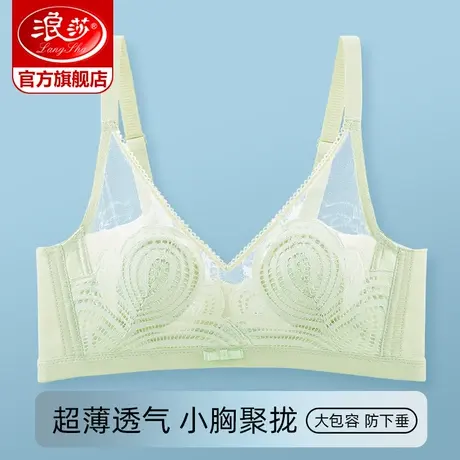 浪莎内衣女聚拢小胸秋冬薄款性感蕾丝美背上托防下垂无钢圈文胸罩商品大图