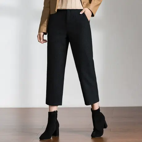 七分毛呢裤子女秋冬2023新款羊毛女裤小个子八分裤妈妈萝卜哈伦裤商品大图