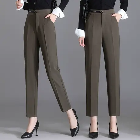 黑色直筒烟管裤女小个子高腰2023秋季新款梨形身材大码显瘦西装裤图片