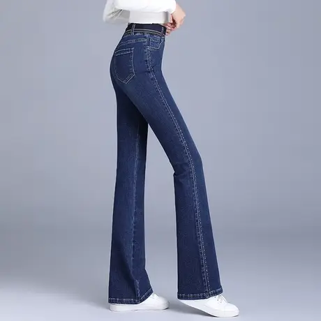 微喇高腰牛仔裤女士2023年春秋中年休闲设计感拖地加长喇叭裤子商品大图