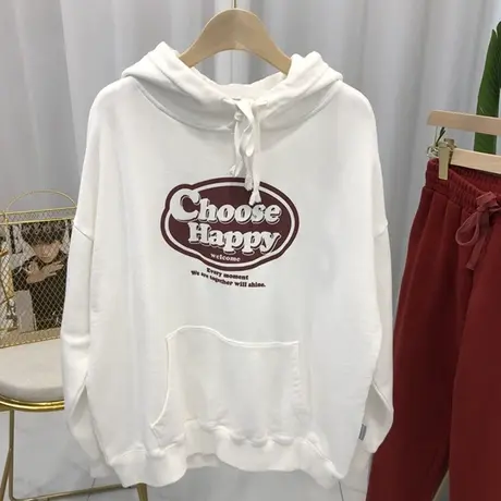 美式复古港风chic卫衣女宽松韩版bf慵懒风春秋薄款连帽外套潮ins图片