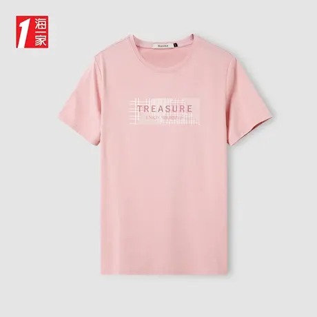 海一家字母印花短T2023夏季新款舒适休闲圆领透气短袖T恤男商品大图