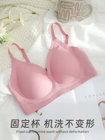 薄款冰丝无痕内衣女透气小胸显大无钢圈聚拢固定杯凉感文胸胸罩图片