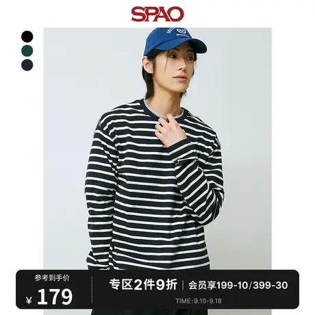【小熊Woodie】SPAO男士韩国同款2023夏季条纹长袖T恤SPLSD23C01商品大图