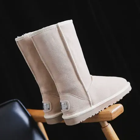 真皮雪地靴女冬2023新款长筒雪地棉鞋平底加厚保暖东北韩版高筒靴图片