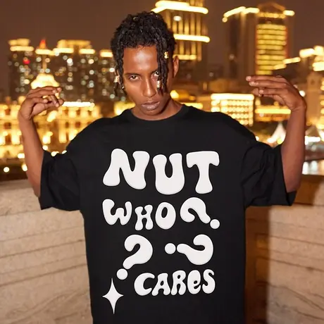 美式街头发泡印花字母t恤男短袖国潮潮牌宽松潮流大码半袖夏季潮商品大图